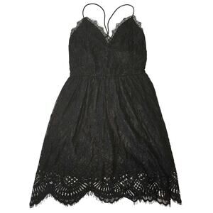 Size Medium AOOKS Black Lace Flirty Lace Up Backless Dress